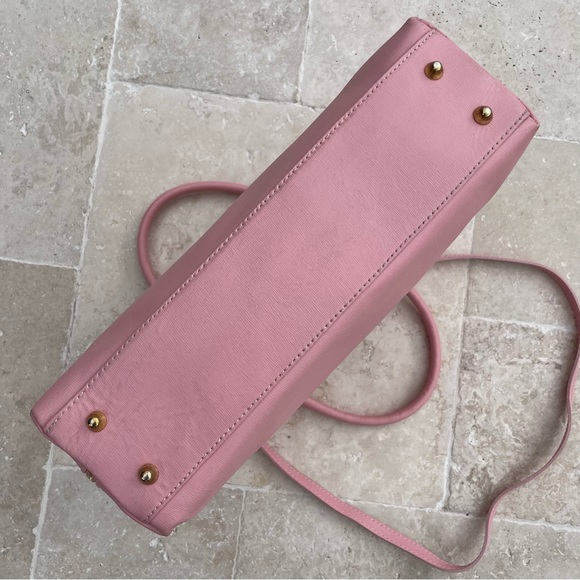 Borse in Pelle 🌸Pink Leather Crossbody Satchel Bag & VTG Ted Lapidus Silk Scarf - Picture 8 of 15